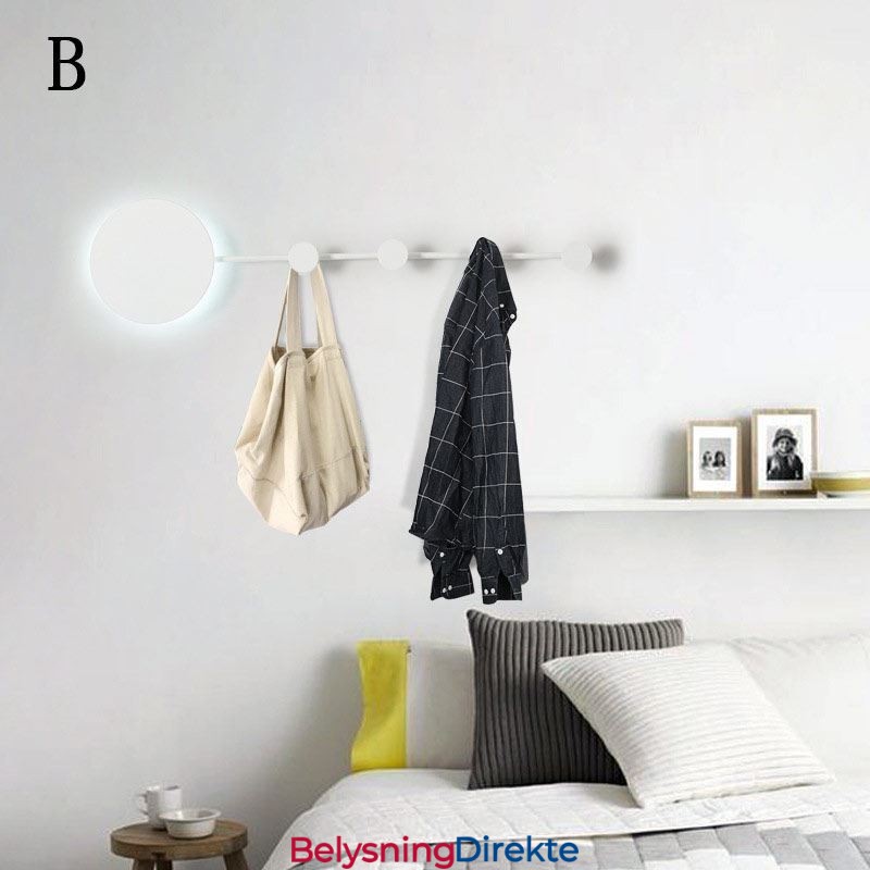 Moderne Vegglampe Sirkulær Vegglampe Svart Krok Vegglampe Nattbordsbelysning