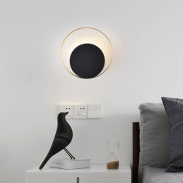 Moderne Stil Vegglampe Svart Sirkulær Vegglampe Kreativ Lampe Nattbordsbelysning