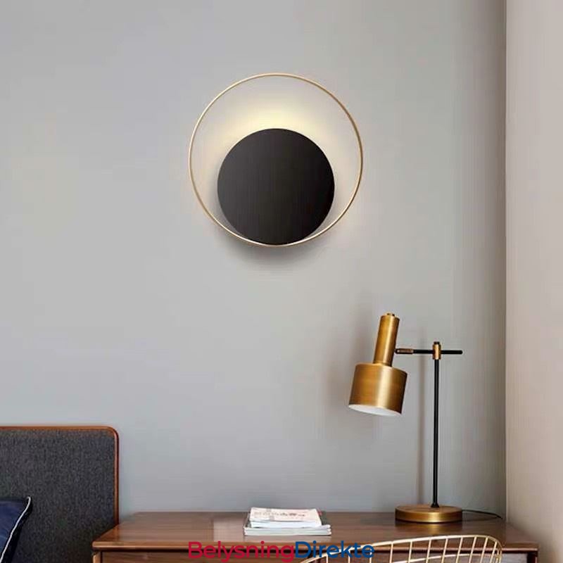 Moderne Stil Vegglampe Svart Sirkulær Vegglampe Kreativ Lampe Nattbordsbelysning