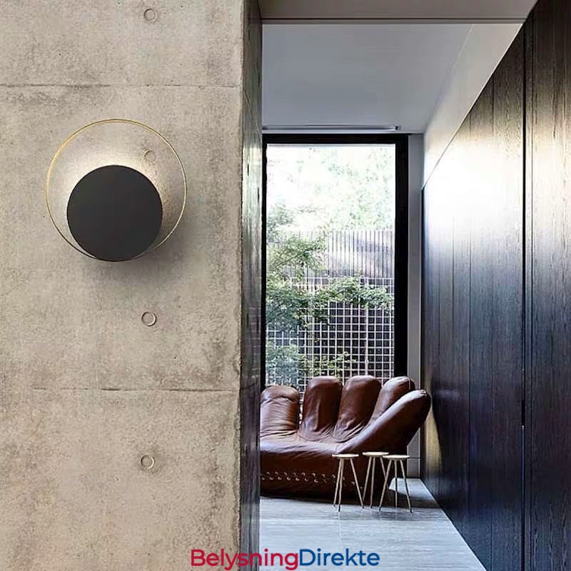 Moderne Stil Vegglampe Svart Sirkulær Vegglampe Kreativ Lampe Nattbordsbelysning