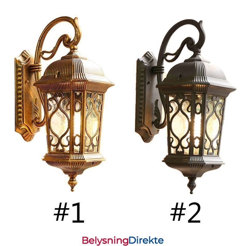 Europeisk Retro Utendørs Vegglampe Vanntett Utskåret Vegglampe