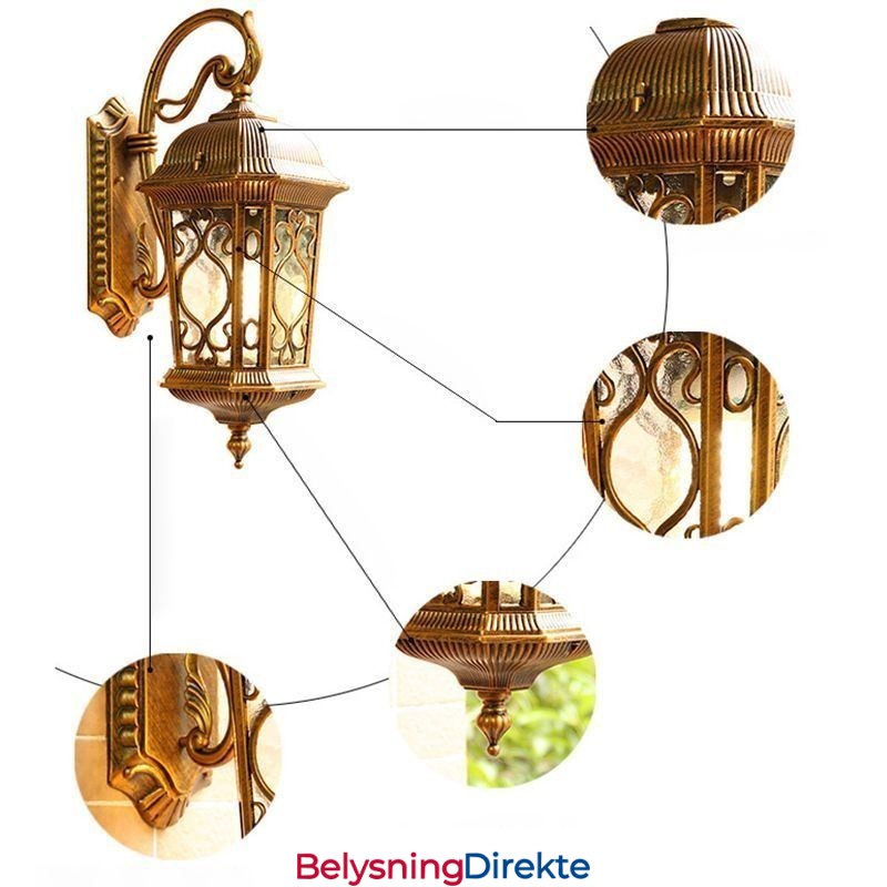 Europeisk Retro Utendørs Vegglampe Vanntett Utskåret Vegglampe