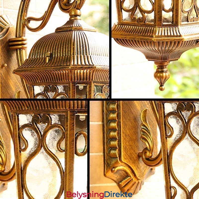 Europeisk Retro Utendørs Vegglampe Vanntett Utskåret Vegglampe