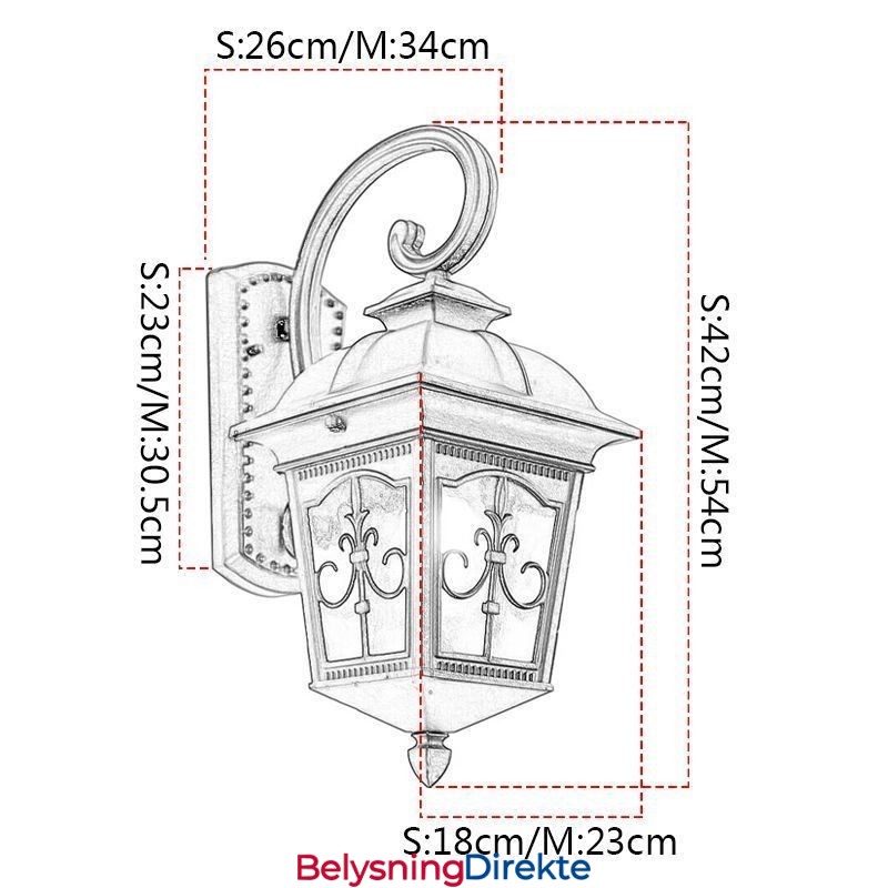 Europeisk Retro Utendørs Vegglampe Vanntett Pilblomst Vegglampe