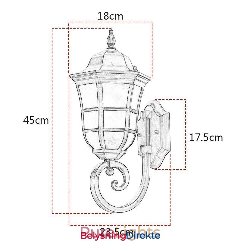 Europeisk Vegglampe I Retrostil Med Én Hode, Vanntett Vegglampe I Frostet Glass