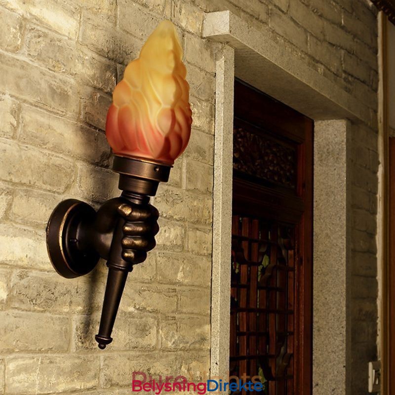 Europeisk Retro Utendørs Vegglampe Vanntett Fakkelformet Vegglampe
