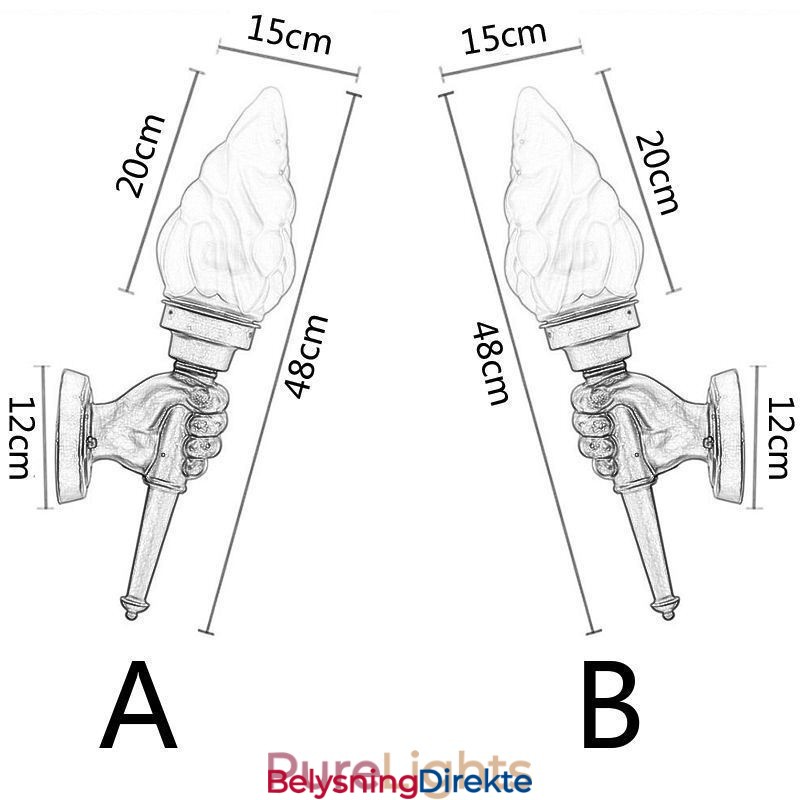 Europeisk Retro Utendørs Vegglampe Vanntett Fakkelformet Vegglampe