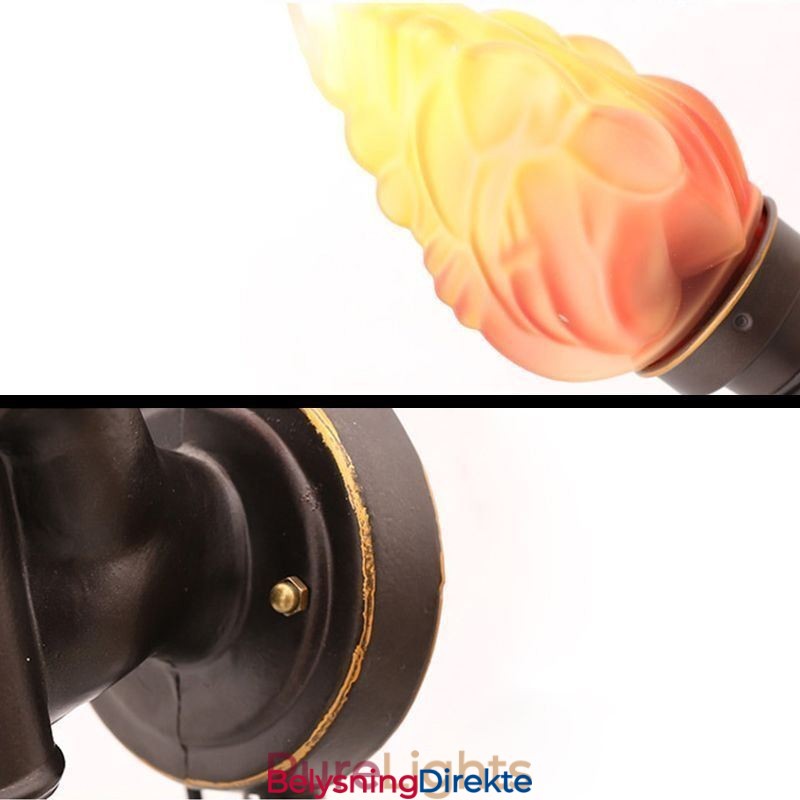 Europeisk Retro Utendørs Vegglampe Vanntett Fakkelformet Vegglampe