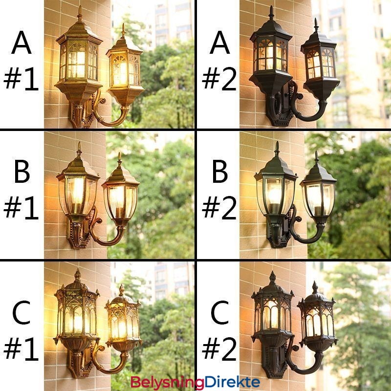 Europeisk Utendørs Vegglampe Vanntett Dobbel Slottsvegglampe