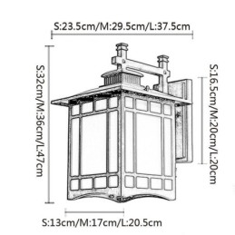 Utendørslampe I Kinesisk Stil, Vanntett, Paviljongformet Vegglampe For Hage Og Balkong