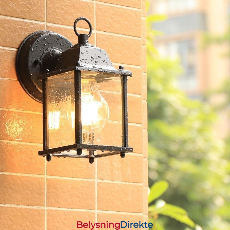 Europeisk Utendørs Vegglampe Vanntett Firkantet Søylevegglampe Gårdsplass Hage Balkong