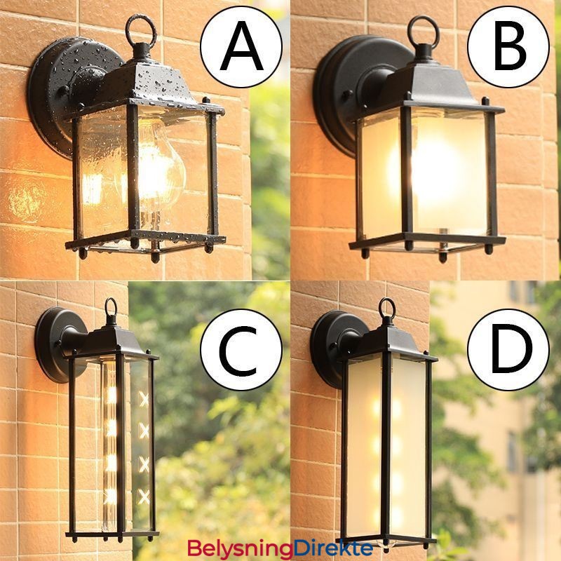 Europeisk Utendørs Vegglampe Vanntett Firkantet Søylevegglampe Gårdsplass Hage Balkong