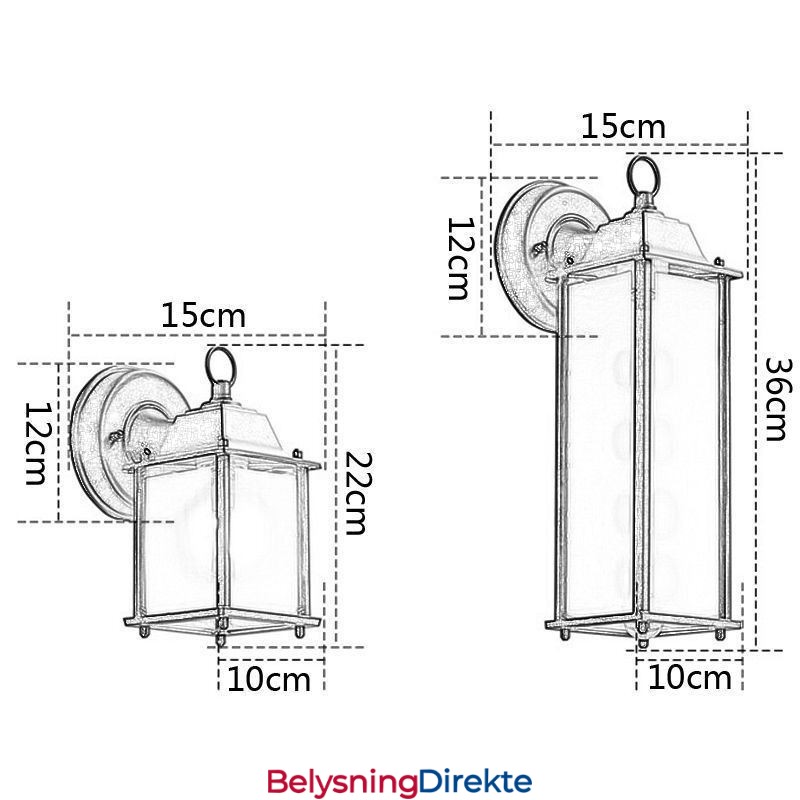Europeisk Utendørs Vegglampe Vanntett Firkantet Søylevegglampe Gårdsplass Hage Balkong