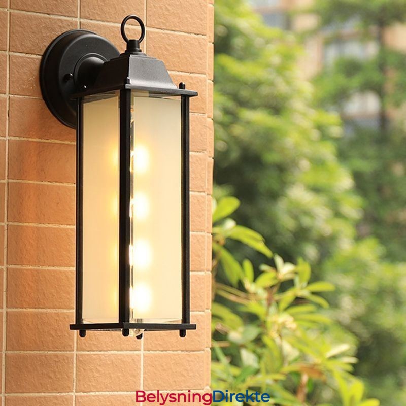 Europeisk Utendørs Vegglampe Vanntett Firkantet Søylevegglampe Gårdsplass Hage Balkong