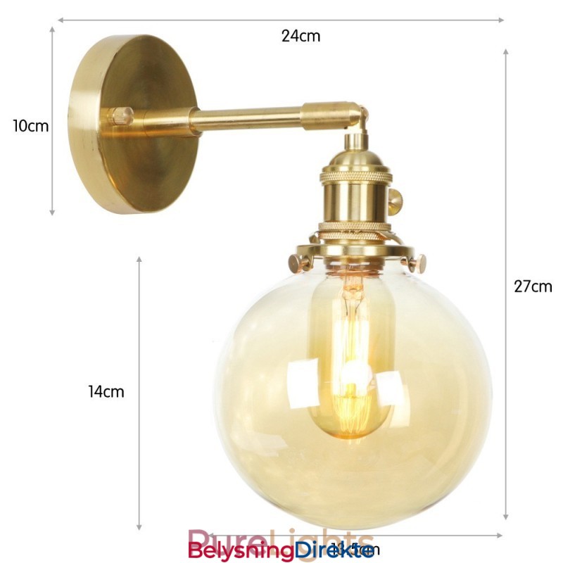 Moderne Bønnevegglampe Med Kuleformet Glassskjerm