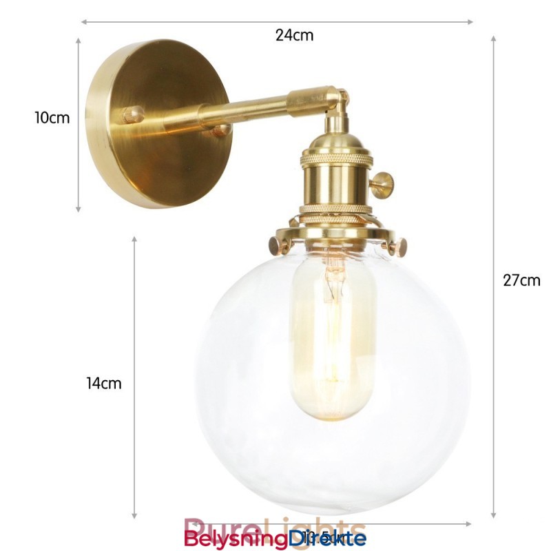 Moderne Bønnevegglampe Med Kuleformet Glassskjerm