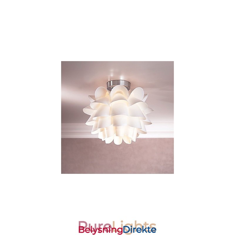 Hvit Blomstertaklampe Med 1 Lyspære Og Hengelampe