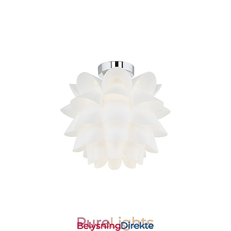 Hvit Blomstertaklampe Med 1 Lyspære Og Hengelampe