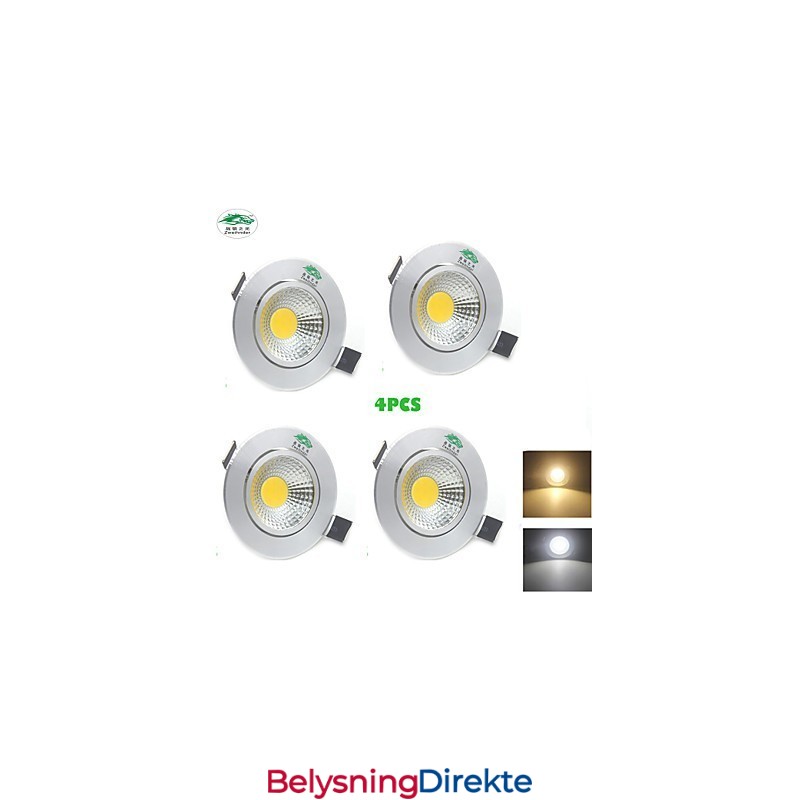 4 Stk. Zweihnder 3W 300Lm Cob Taklampe Downlight Varmt Hvitt Lys