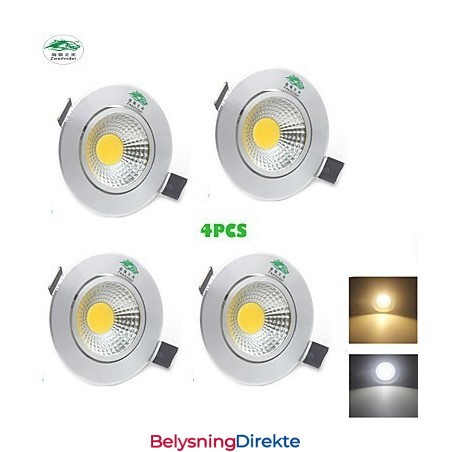 4 Stk. Zweihnder 3W 300Lm Cob Taklampe Downlight Varmt Hvitt Lys