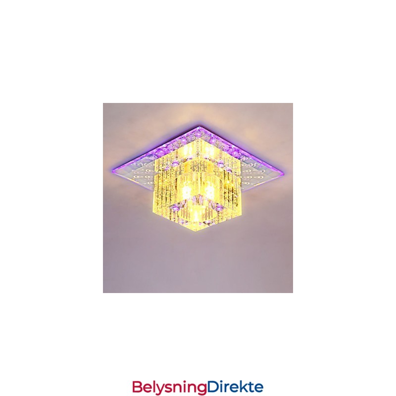 Mini Krystall Taklampe Spotlight Smd 3W Kreativ Lampe Rørlys Fargerik Farge Firkantet Kuppellys