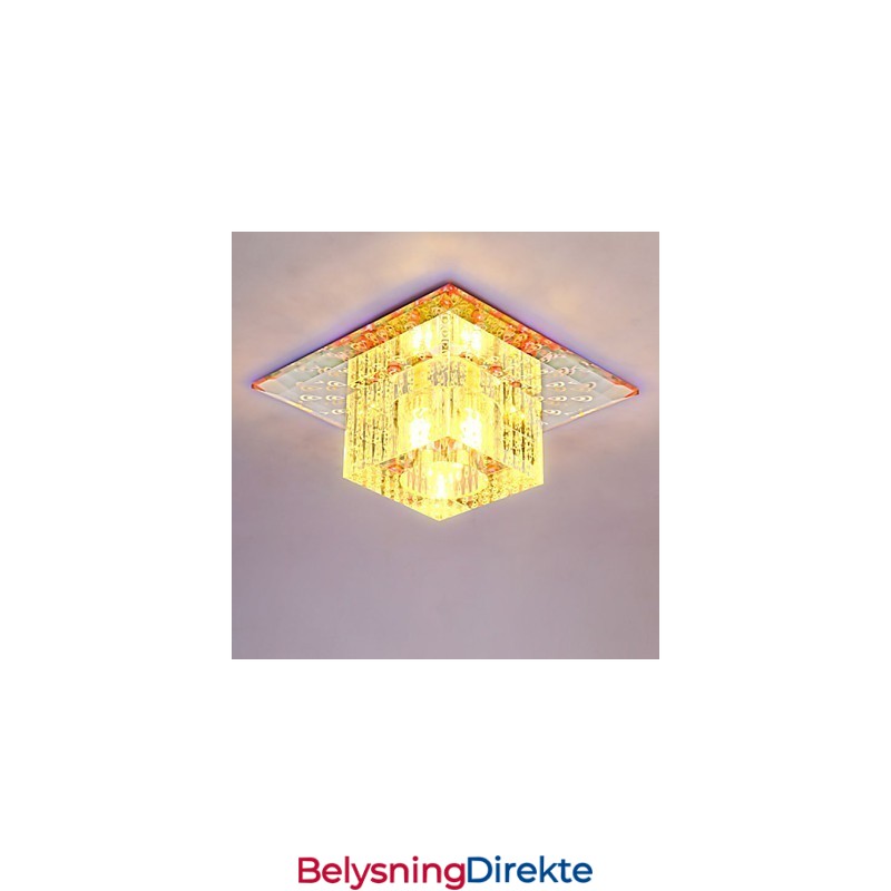 Mini Krystall Taklampe Spotlight Smd 3W Kreativ Lampe Rørlys Fargerik Farge Firkantet Kuppellys