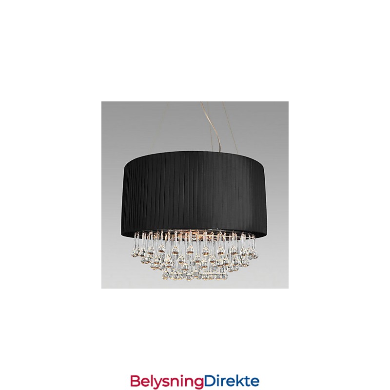 Krystalltaklampe Med 5 Lys I Svart Stoffskjerm
