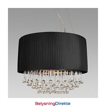 Krystalltaklampe Med 5 Lys I Svart Stoffskjerm
