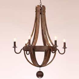 Lysekrone 6 Lys Vintage Retro Landlig Stue Spisestue Garasje Metall