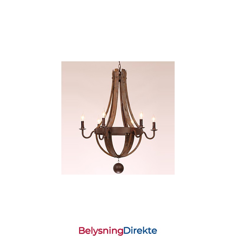 Lysekrone 6 Lys Vintage Retro Landlig Stue Spisestue Garasje Metall