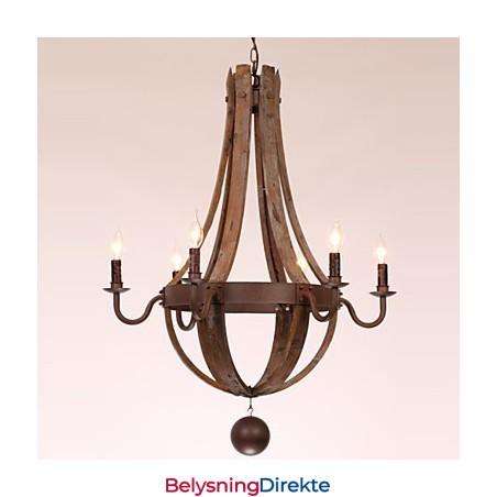 Lysekrone 6 Lys Vintage Retro Landlig Stue Spisestue Garasje Metall