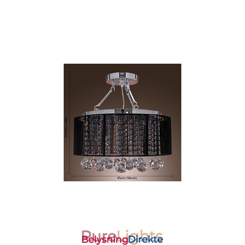 Moderne Krystallinnfelt Med 5 Lys I Svart Stoffskjerm