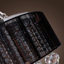 Moderne Krystallinnfelt Med 5 Lys I Svart Stoffskjerm