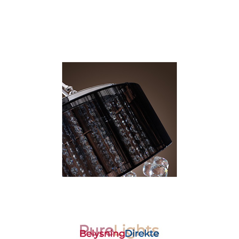 Moderne Krystallinnfelt Med 5 Lys I Svart Stoffskjerm