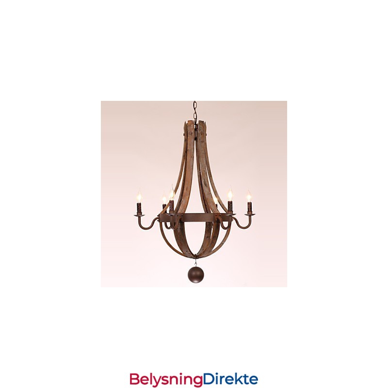 Lysekrone 6 Lys Vintage Retro Landlig Stue Spisestue Garasje Metall