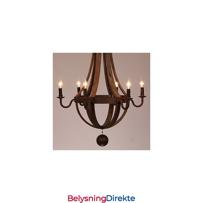 Lysekrone 6 Lys Vintage Retro Landlig Stue Spisestue Garasje Metall