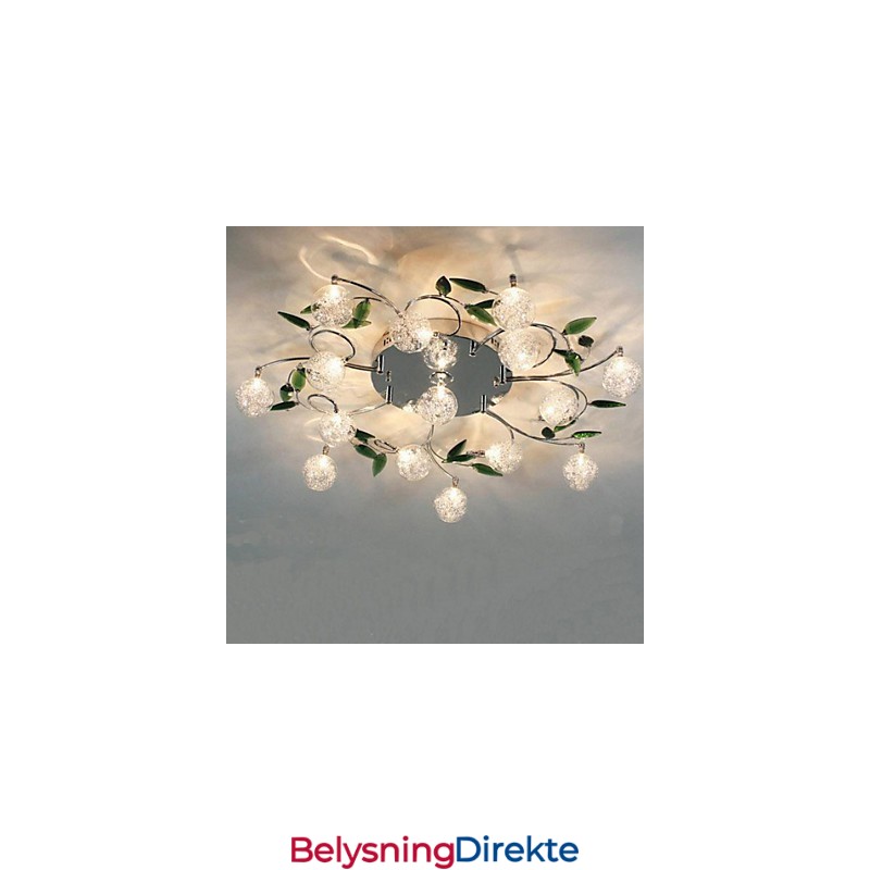 Grønn Krystall Taklampe Rund Luftlampe Lampe Jern