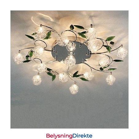 Grønn Krystall Taklampe Rund Luftlampe Lampe Jern