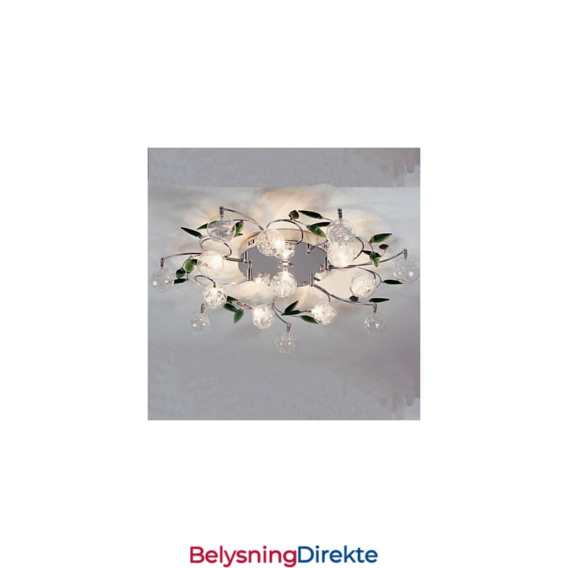 Grønn Krystall Taklampe Rund Luftlampe Lampe Jern