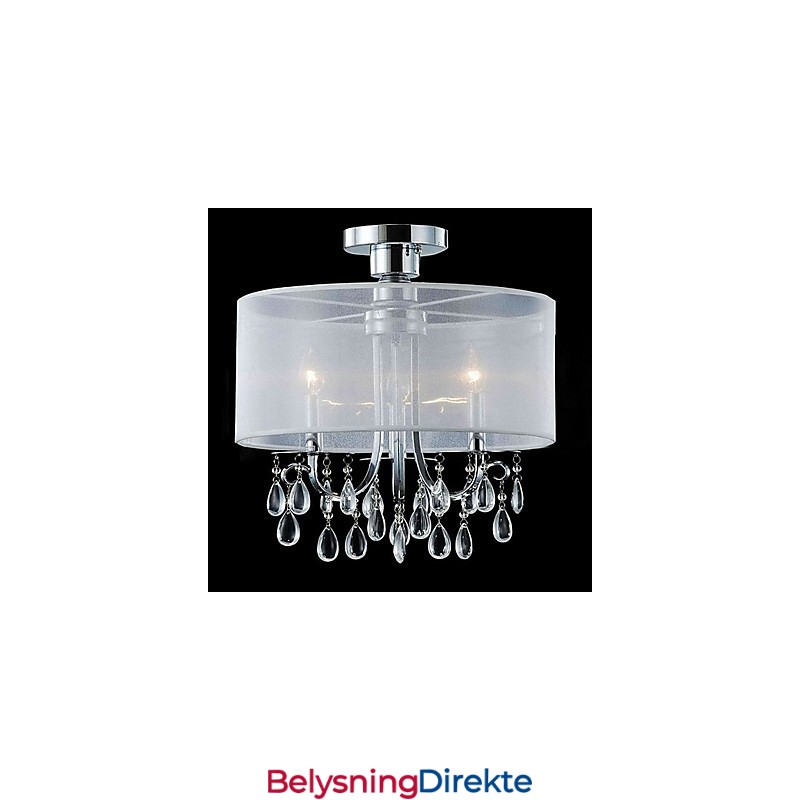 Stilig Krystallinnfelt Lampe Med 3 Lys I Stoffskjerm