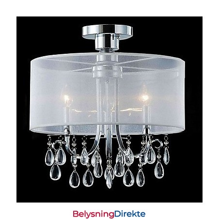 Stilig Krystallinnfelt Lampe Med 3 Lys I Stoffskjerm