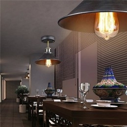 Vintage Mini Edison Taklampe Med 1 Lyspære I Metall, Innfelt