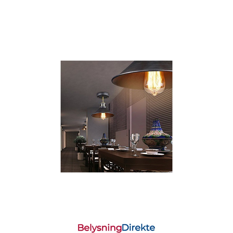 Vintage Mini Edison Taklampe Med 1 Lyspære I Metall, Innfelt