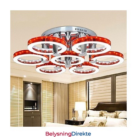 Rød Akryllysekrone Med 7 Lys (Krom)