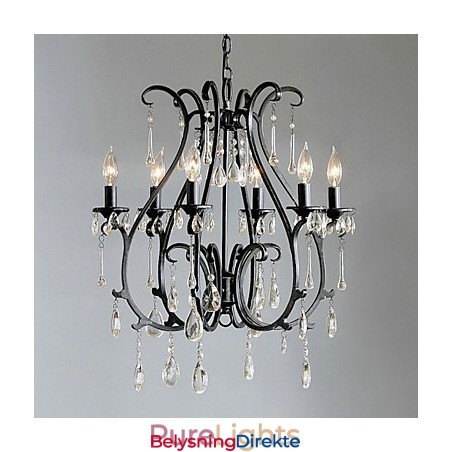 Moderne 6-Lys Krystalllysekronelysfunksjon