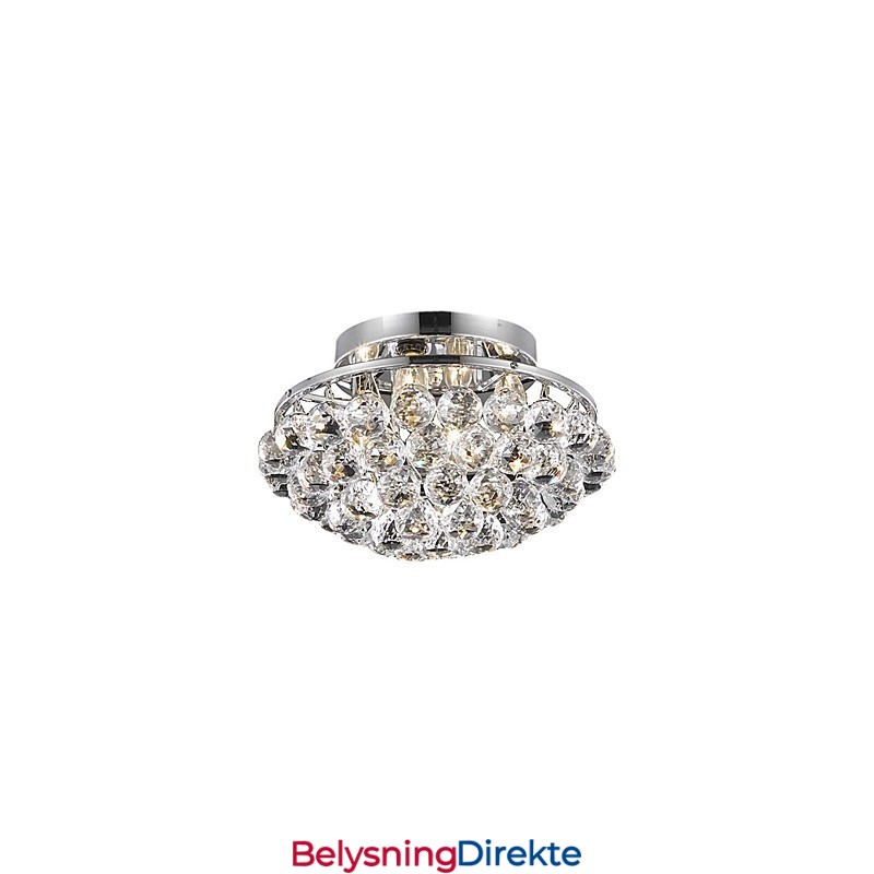 Moderne Innfelte Lamper Med 4 Lys Og Krystalldråper I Rund Form