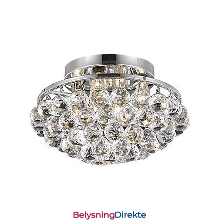 Moderne Innfelte Lamper Med 4 Lys Og Krystalldråper I Rund Form