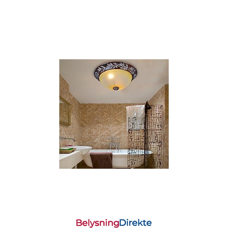 Innfelt Lampe Hvit Gul Glass Harpiks Sølv Utskjæring Europeisk Klassisk