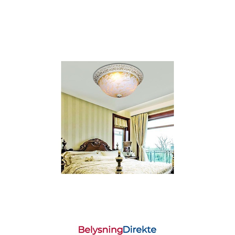 Hvit Innfelt Lampe Med Mønster I Glassharpiks, Gullskjæring, Europeisk Klassisk