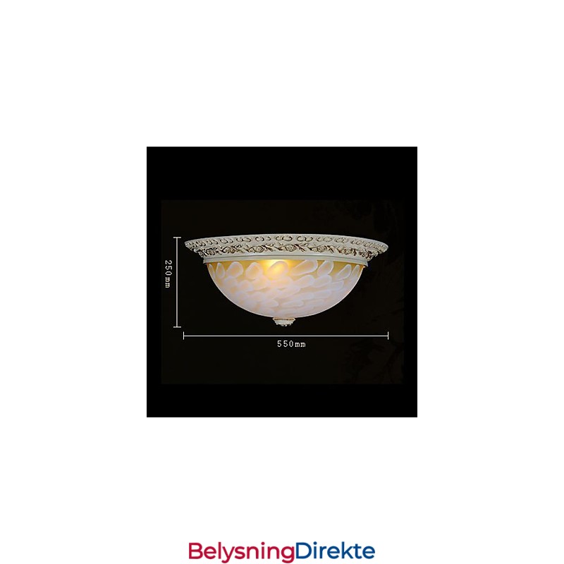 Hvit Innfelt Lampe Med Mønster I Glassharpiks, Gullskjæring, Europeisk Klassisk